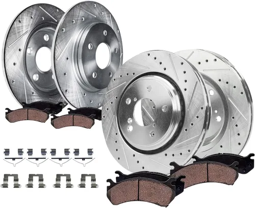 Vista 23 de Detroit Axle - Kit de frenos delanteros para Toyota 2007-2016 Tundra, 2008-2016 Sequoia, Pastillas de freno cerámicos para pinza de freno de disco