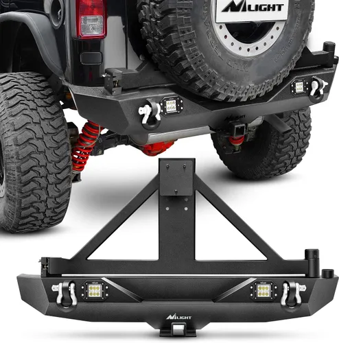 Vista 8 de Nilight - Parachoques delanteros compatibles con Jeep Wrangler JK/JKU de 2007, 2008, 2009, 2010, 2011, 2012, 2013, 2014, 2015, 2016, 2017 y 2018