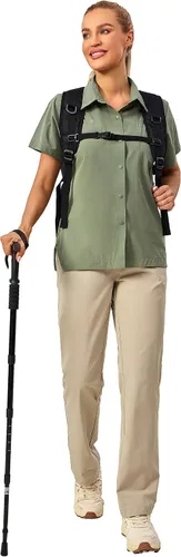 Vista 6 de Little Donkey Andy Camisa de viaje de manga larga para mujer, camisa Safari UPF 50+, camisas de senderismo frescas para exteriores de secado rápido