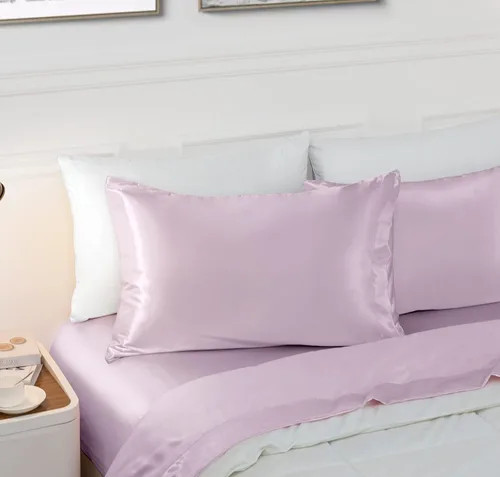Vista 10 de Vonty 2 fundas de almohada de satén estándar – Fundas de almohada de 20 x 26 pulgadas, fundas de almohada negras para proteger la piel y el cabello