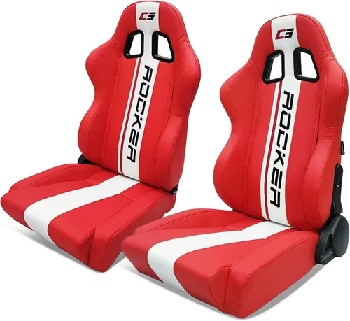 Vista 20 de IKON MOTORSPORTS, Asiento universal de carreras PU + cuero de carbono + gamuza, con deslizadores dobles, asiento deportivo reclinable negro