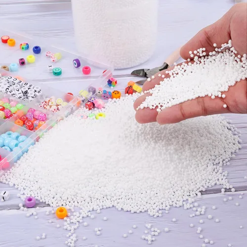 Vista 4 de DECORA 80000 piezas de mini bolas de espuma para bricolaje y suministros de limo, cuentas de espuma blanca de 0.079 a 0.118 pulgadas para decoración
