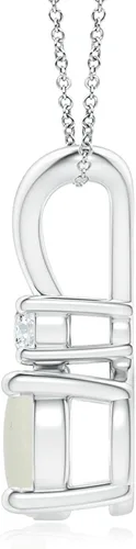 Vista 2 de Angara Collar con colgante de solitario de piedra lunar natural para mujeres, niñas en oro macizo de 14 quilates, plata de ley Regalo de joyería