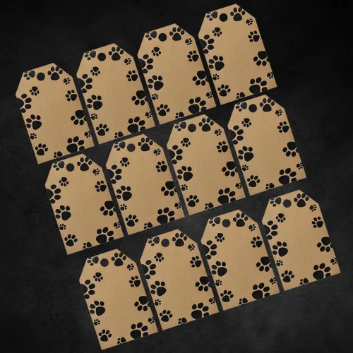 Vista 2 de Papel de regalo navideño, etiquetas de regalo de Navidad, paquete de 50 (estampado de pata de balsa)