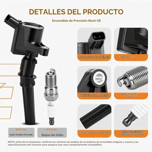 Vista 7 de Paquete de bobinas de encendido FD504 Kit de bujías de iridio apto