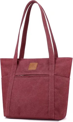 Vista 9 de Bolsos de hombro para mujer, bolsa de lona resistente para trabajo, bolsa de cubo retro Beige