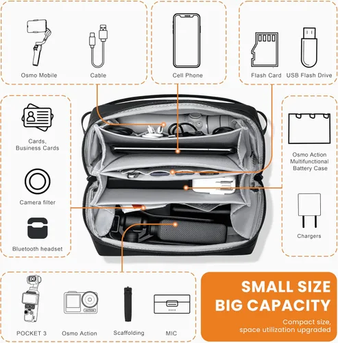 Vista 8 de Estuche de transporte para DJI Osmo Pocket 3,Bolsa de transporte para accesorios Luna Ultra Portable Large Case for Xtra Muse/Osmo 360/Mobile 8