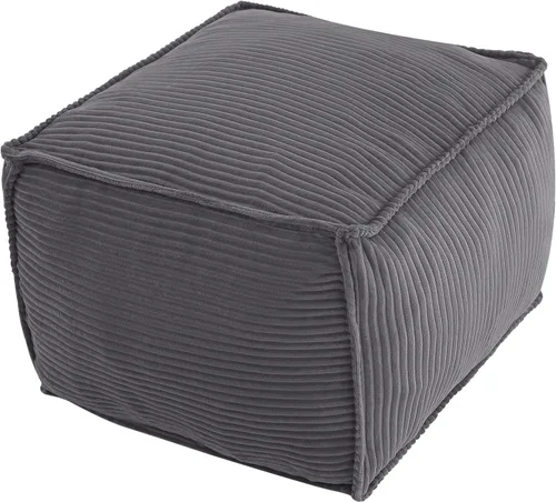 Vista 15 de MeMoreCool Puf otomano redondo, reposapiés de pana beige con relleno de espuma, taburete compacto para sofá, decoración de sala de estar