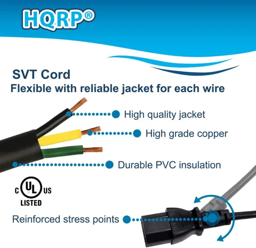 Vista 4 de HQRP Cable de alimentación de CA de 10 pies compatible con tecnología definitiva ProSub 600 800 1000 cable de red de subwoofer