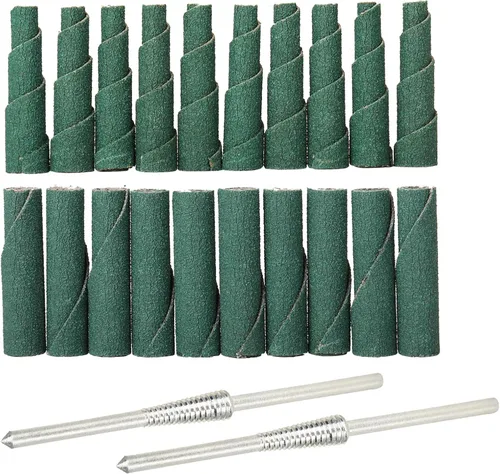 Vista 10 de 19 rollos de cartucho abrasivo de papel de arena de 1-1/2 pulgadas, vástago de 1/8 pulgadas, disco de lijado rotativo Dremel, lijadoras de tambor