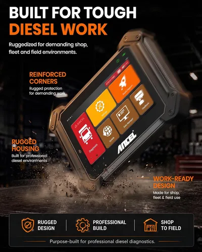 Vista 8 de ANCEL V6HD - Escáner de camión resistente con pruebas bidireccionales, regen DPF, DEF/SCR, codificación de inyector, corte de cilindro, reinicio
