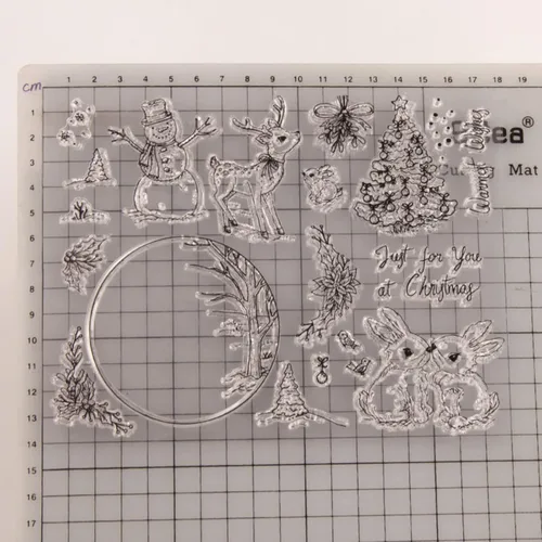Vista 5 de Sellos de silicona con temática de árbol de Navidad para hacer tarjetas, sellos de goma transparente para álbumes de recortes, álbumes de fotos