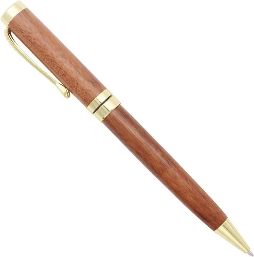 Vista 5 de Gullor Bolígrafo retráctil hecho a mano de palisandro, pluma de madera natural, clip de oro