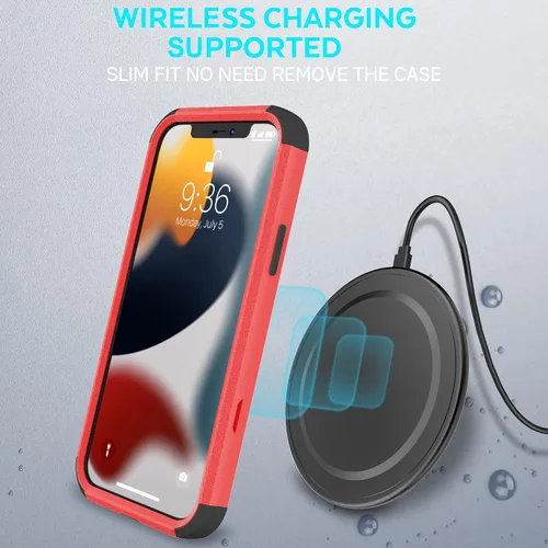 Vista 6 de TJS Funda compatible con iPhone 13 Pro Max, con protector de pantalla de vidrio templado, resistente, resistente, a prueba de golpes, protección