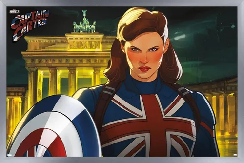 Vista 10 de Trends International Marvel: Year of The Shield - Póster de pared del Capitán Carter, 22.4 pulgadas de largo x 14.7 pulgadas, versión enmarcada