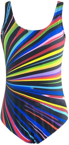 Vista 5 de Holzkary Traje de baño de una pieza con control de abdomen para mujer, diseño de rayas elegantes