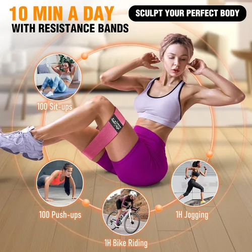 Vista 5 de Bandas de resistencia de tela para entrenar - Bandas de ejercicio para mujeres y hombres, bandas de trasero para piernas y glúteos, yoga, pilates