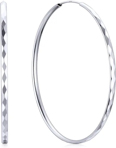 Vista 14 de ChicSilver Aretes de aro de plata de ley para mujer, aros de plata de ley 14k dorado