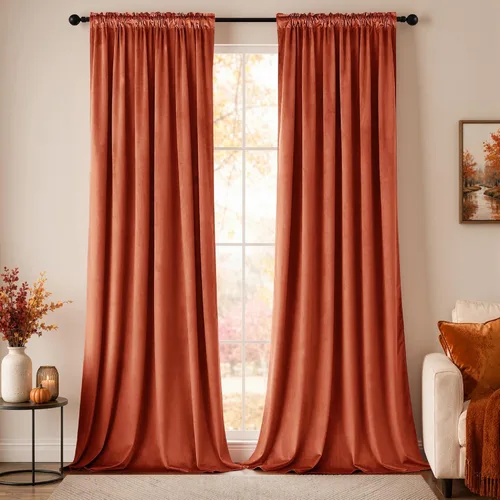 Vista 39 de MIULEE - Juego de 2 paneles de cortinas negro opacas y térmicas de terciopelo para la sala de estar y dormitorio, con bolsillo para cortinero, de 63