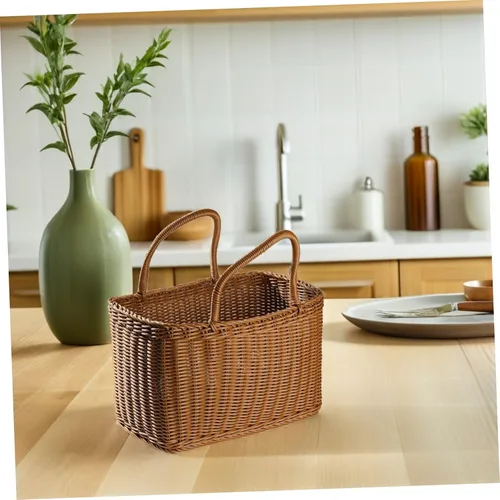 Vista 7 de VICASKY Cesta de recolección de flores tejidas con asa rectangular de mimbre de ratán para mujer, cesta de paja retro para dulces, cesta de flores
