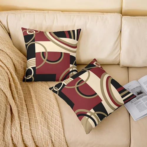 Vista 21 de Juego de 2 fundas de almohada abstractas de 16 x 16 pulgadas para niños, niñas, adolescentes, decoración de dormitorio, moderna a rayas, decoración