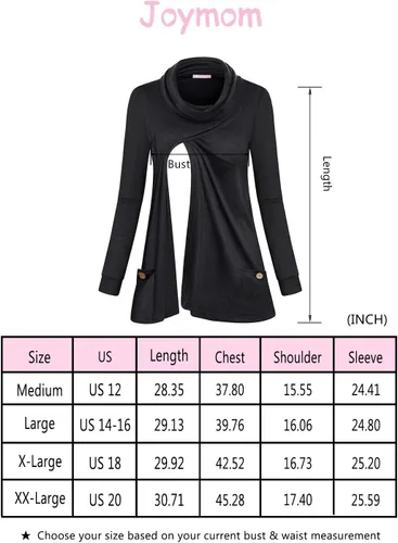 Vista 7 de Joymom Sudadera de maternidad con cuello vuelto cálido para lactancia materna