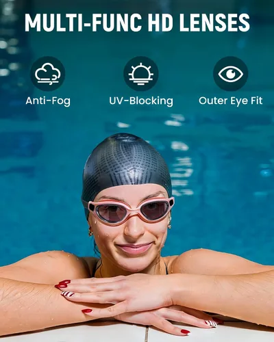 Vista 2 de Keary Gafas de natación para adultos para hombres y mujeres, gafas de natación para jóvenes, protección UV, antivaho, gafas de agua para piscina