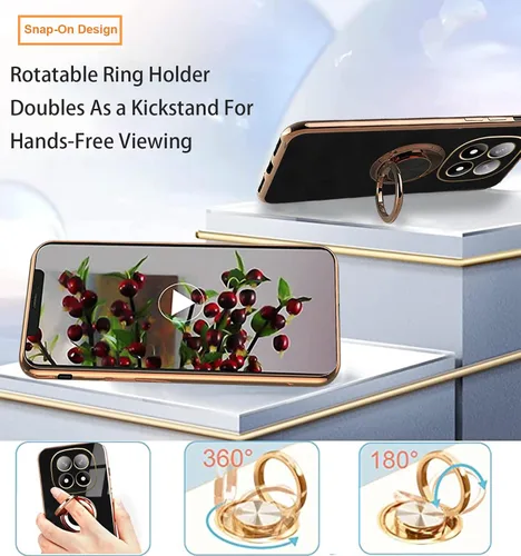 Vista 5 de Compatible con Xiaomi Redmi Note 12 Pro Plus Case Ring Holder Magnet Green, para Redmi Note 12 Pro Plus Funda de teléfono de silicona a prueba