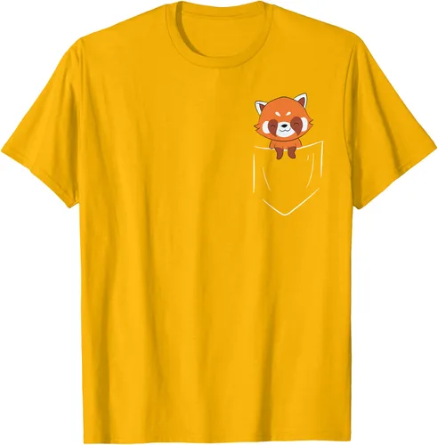 Vista 51 de Funny Red Panda In Pocket - Camiseta con bolsillo, Negro, S