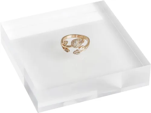 Vista 13 de Pequeño elevador de pantalla transparente, bloque acrílico para venta de joyas, anillo de aretes transparente para exhibición de armario【1.97