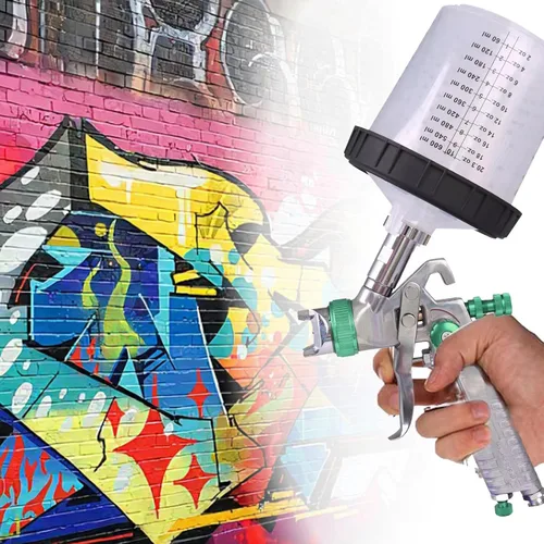 Vista 2 de Pulverizador de pintura con taza rápida de mezcla de pintura, kit de pistola de pintura en aerosol HVLP contiene boquillas de 1.4, 1.7 y 0.079 in