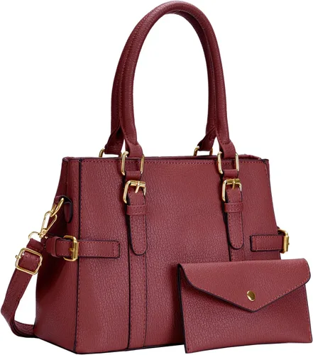 Vista 10 de Bolsos de mano de cuero de moda para mujer, bolso de hombro, asa superior, bolso de otoño