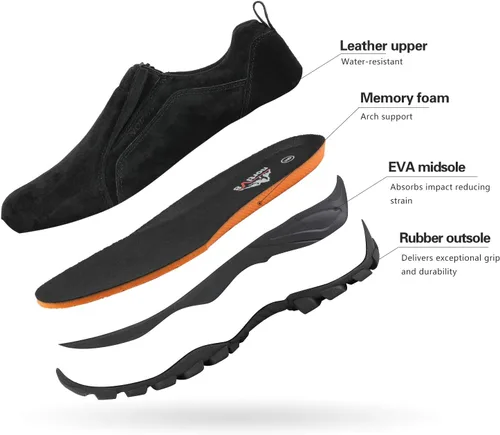 Vista 4 de NORTIV 8 Mocasines sin cordones para caminar para hombre Negro