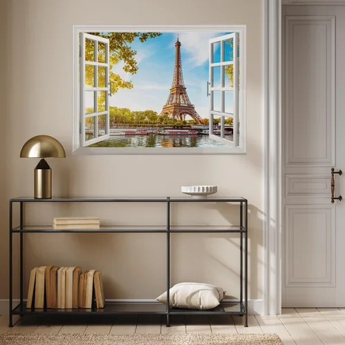 Vista 3 de wall26 Papel tapiz autoadhesivo grande extraíble para pared (36 x 48 pulgadas, vista de la torre Eiffel)