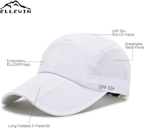 Vista 51 de ELLEWIN Gorra de béisbol unisex UPF 50 sin estructura, con pico grande y plegable