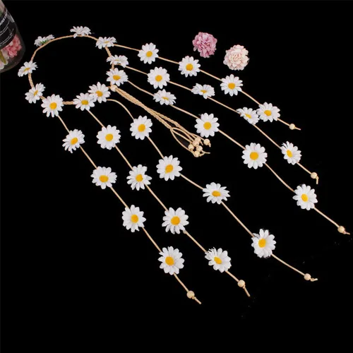 Vista 6 de WLBON Diadema de girasol de Halloween, hippie bohemio, margarita, diadema, corona, corona floral, diadema para mujer, boda, vacaciones, festival