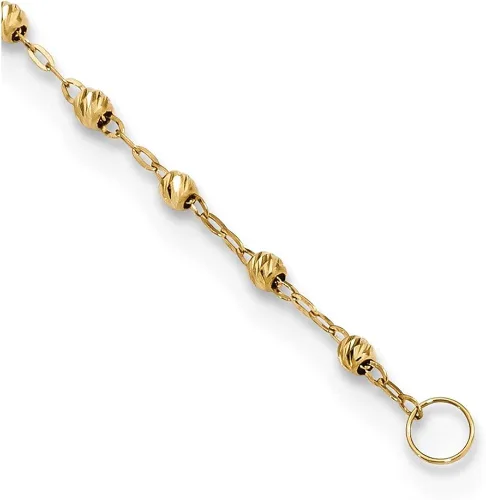 Vista 3 de Diamond2Deal Oro amarillo de 14 quilates pulido y corte de diamante con 3 pulgadas ext. Collar de rosario, regalo de joyería fina para mujer, Metal