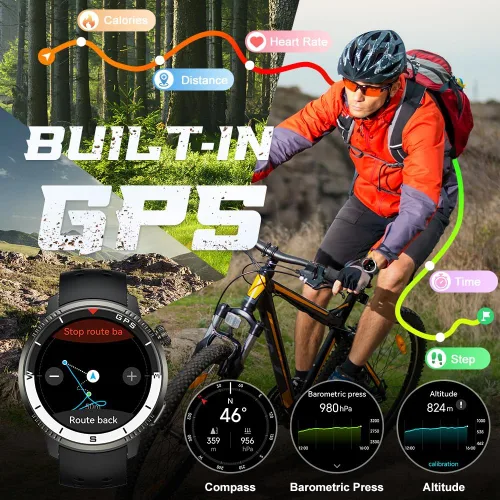 Vista 4 de Reloj inteligente (respuesta/hacer llamada), reloj inteligente para hombres y mujeres, pantalla AMOLED HD de 1.43 pulgadas, pista de actividad