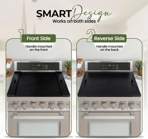 Vista 5 de Cubierta para estufa de tabla de fideos con asas, cubierta superior de estufa eléctrica y de gas de madera rústica, decoración de cocina de granja