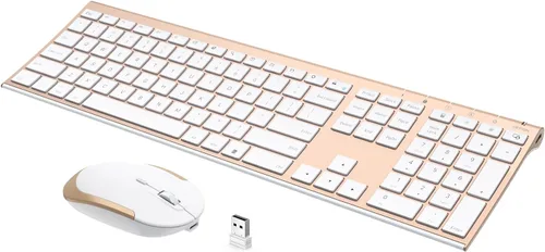 Vista 10 de Teclado y mouse inalámbricos, Vssoplor 2.4GHz recargables, combo compacto silencioso de tamaño completo con receptor Nano USB para Windows, laptop