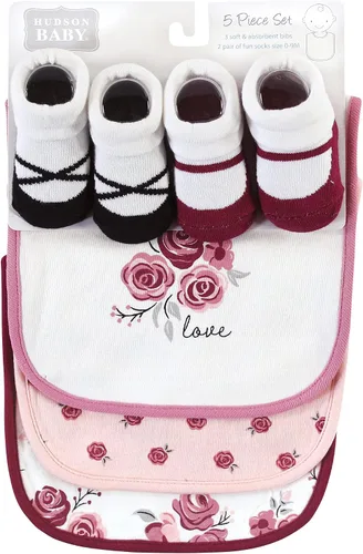 Vista 179 de Hudson Baby Conjunto de babero y calcetines unisex de algodón para bebé