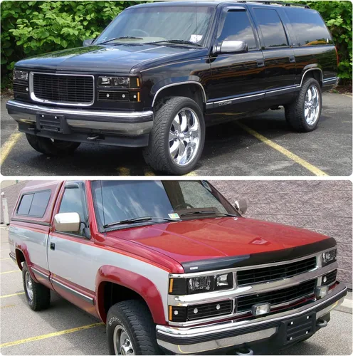 Vista 9 de Conjunto de faros delanteros para 1994-1998 Chevy Silverado/Suburban/Tahoe / C10 Pickup/C/K 1500 2500 3500 Camioneta, carcasa negra con reflector