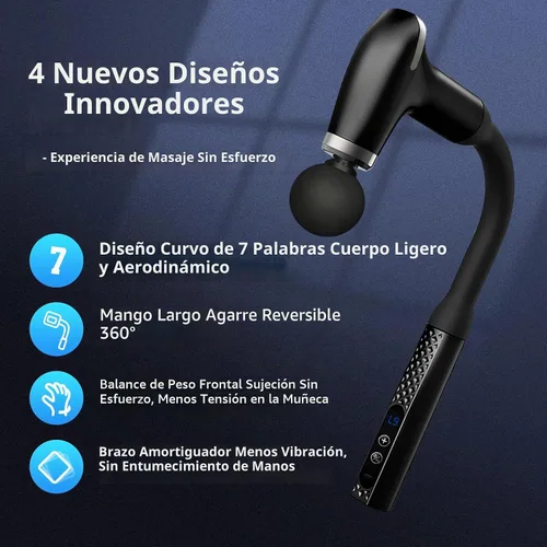 Vista 2 de Pistola de masaje con mango de extensión, herramienta masajeadora de espalda de mano, masajeador para dolor de cuello, piernas, hombros, 9