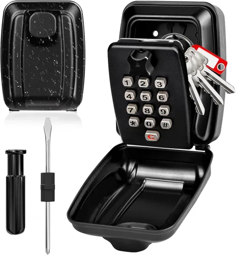 Vista 9 de HUANLANG Caja de bloqueo de llave para exterior, caja de bloqueo de combinación de 12 dígitos, caja de seguridad impermeable con código, llave