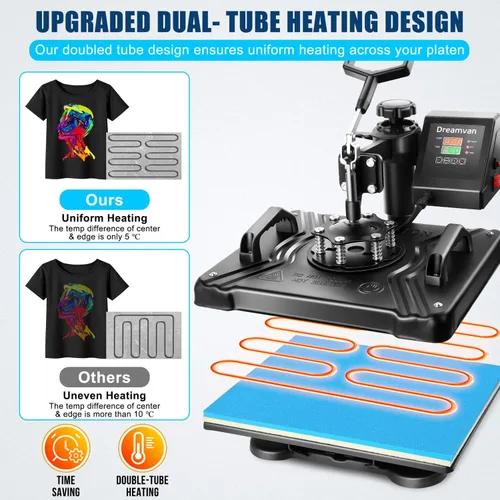 Vista 3 de WHUBEFY Prensa de Calor, Máquina de Impresión de Camisetas 5 en 1 de 15"x12" Máquina de Transferencia de Calor Industrial Digital, Máquina de Prensa