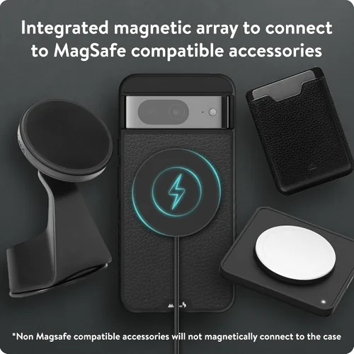 Vista 5 de Mous Funda para Google Pixel 8 compatible con MagSafe - Limitless 5.0 - Cuero negro - Funda protectora Pixel 8 - Funda protectora para teléfono a