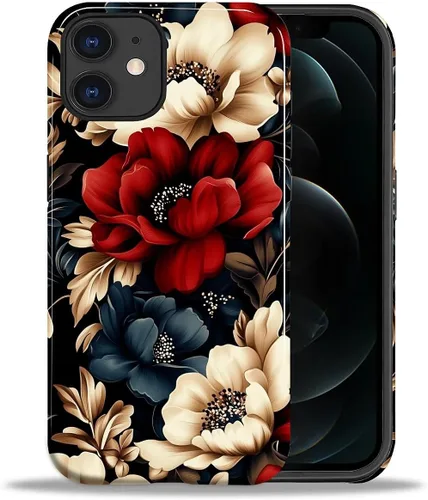 Vista 109 de ZHEGAILIAN Funda para iPhone 11, carcasa dura a prueba de golpes + silicona suave 2 en 1 híbrida, parachoques a prueba de caídas - Vidrio manchado