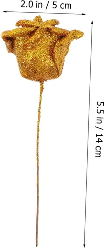 Vista 9 de Zerodeko Rosas rosas artificiales a granel paquete de 50 cabezas de flores PE material boda decoración del hogar Dorado