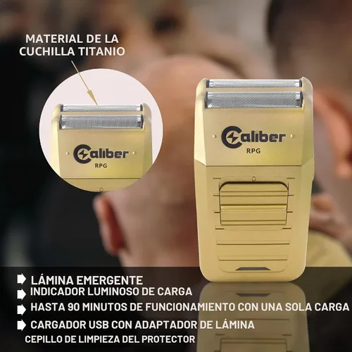 Vista 5 de Caliber Pro - Afeitadora RPG - Afeitadoras profesionales de corte cerrado con cepillo de limpieza - Recortadora inalámbrica de pelo y barba