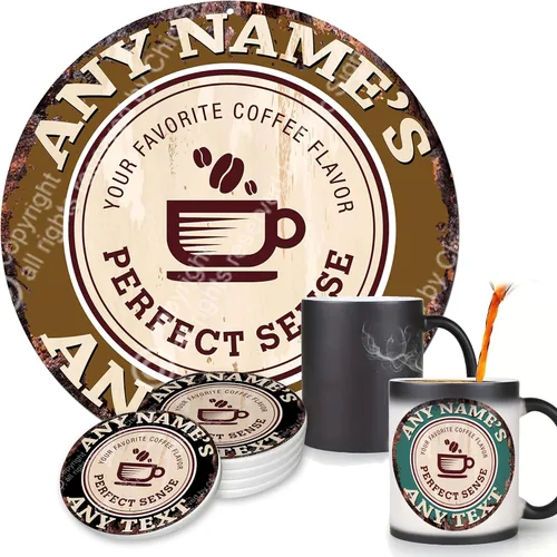 Vista 8 de Café y té perfectos de café, tazas personalizadas de Chic Sign Rústico, estilo vintage, retro, cocina, bar, pub, cafetería, cobertizo de cueva 0079